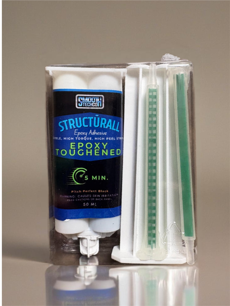 Structurall - Epoxy Toughened - 50 ML Epoxy Adhesive kit, with static mixers, concrete background
