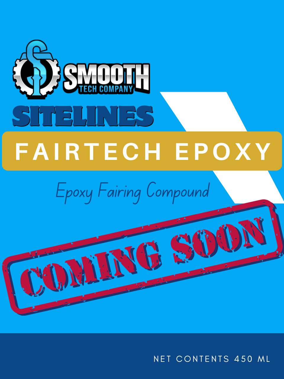 Advertisement for Smooth Tech Company Fairtech Epoxy with 'Coming Soon' text on a blue background
