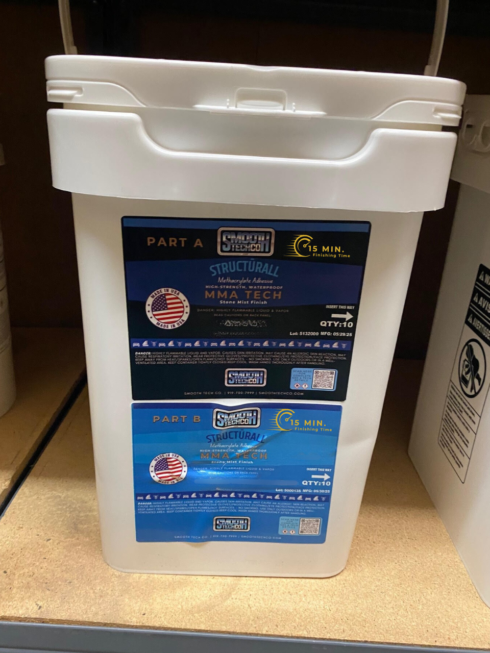 Case of Structurlall MMA Five Adhesive (sausages) on a shelf