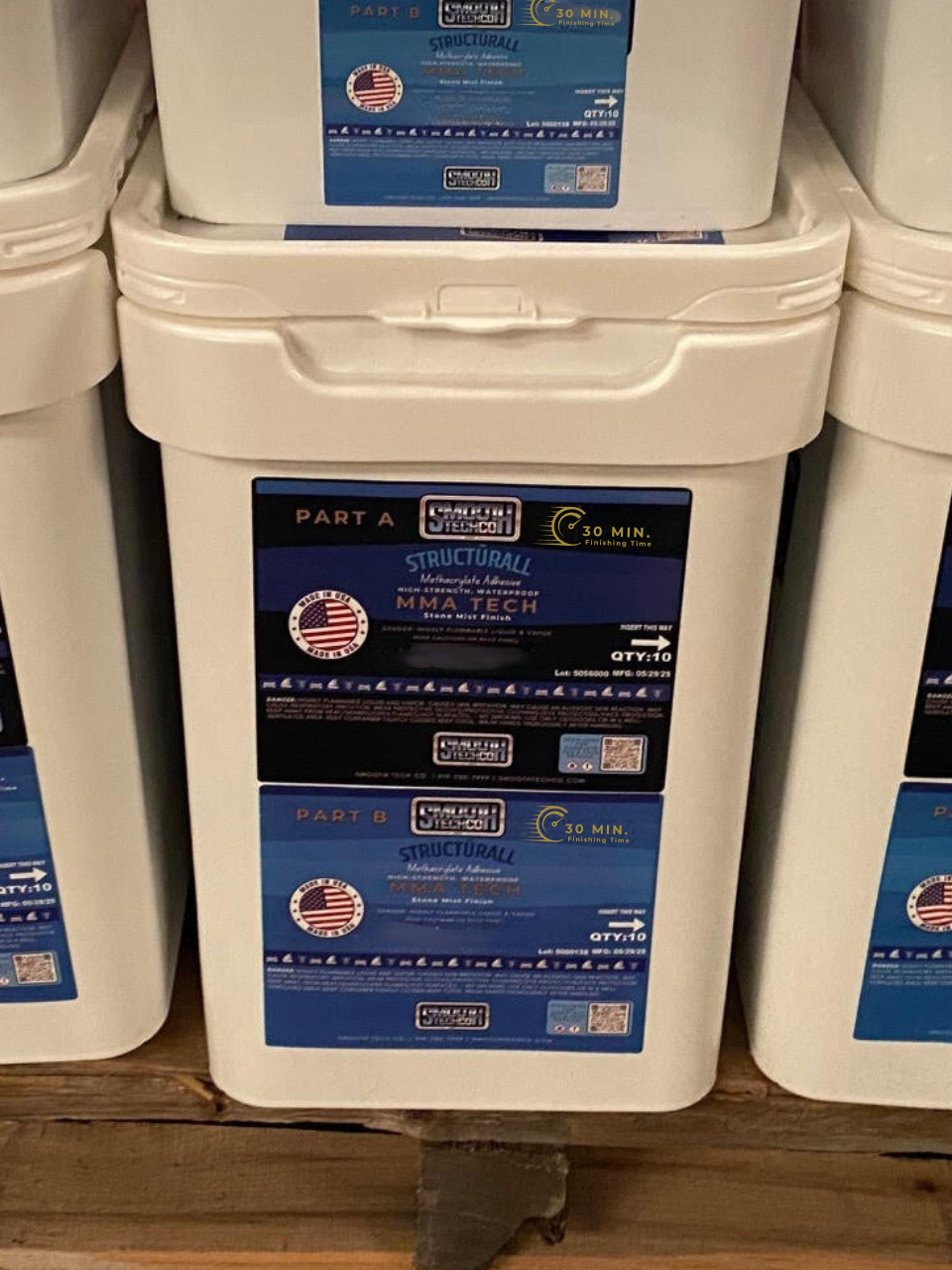 Case of Structurlall MMA TEN Adhesive (sausages) on a shelf